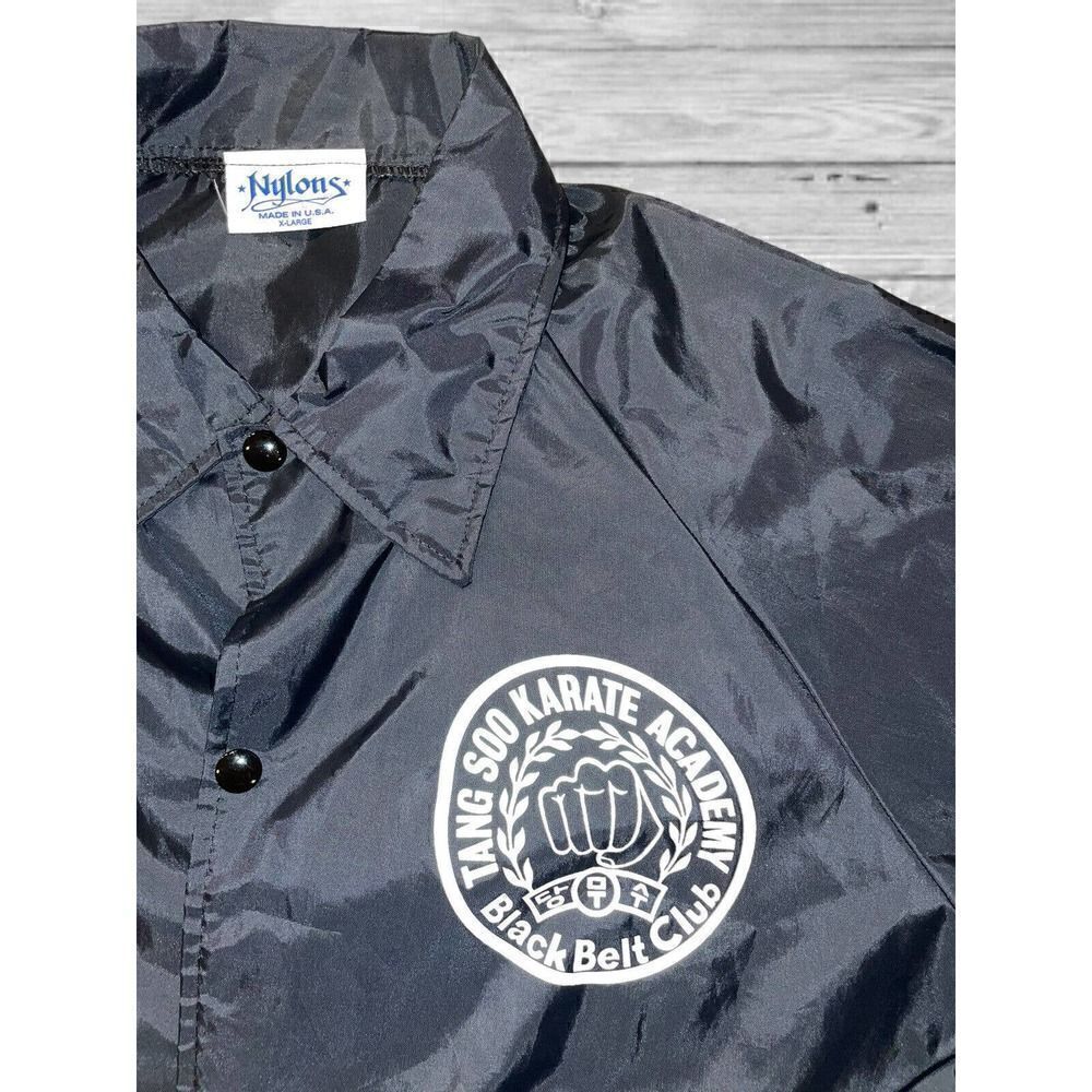 Vintage Karate Academy Tang Soo Black Windbreaker Jacket Men’s Size X-Large - Picture 3 of 7